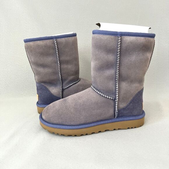 Womens UGG Boots Purple Classic Short Suede Wool Bold Blue Trim Malibu Boho Sz 6 - Picture 2 of 16